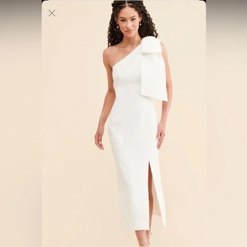 C/MEO White bow midi bride dress size‎ small